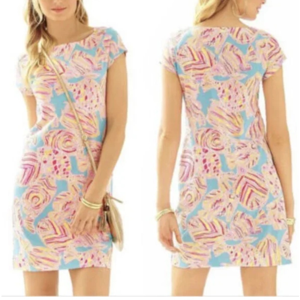 • Lilly Pulitzer • Women’s Loren Short Sleeve Boatneck Mini Dress Pink / Blue Sm